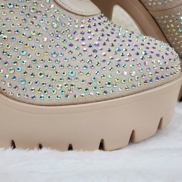 Elegant Beige Rhinestone Ankle Boots - Picture 11 of 14